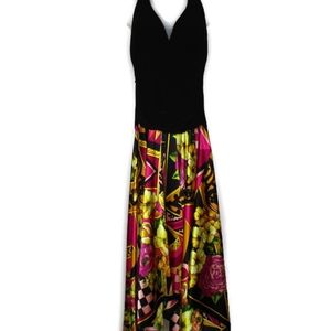 DJ-Jaz Satin Floral Scarf Print Halter Dress